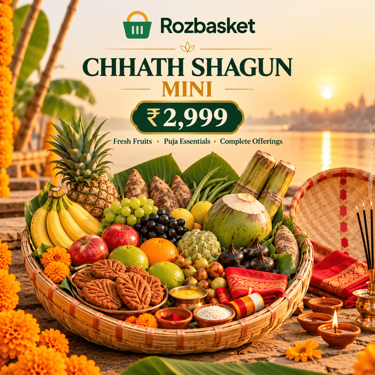 Rozbasket Chhath Shagun Mini basket for Chhath Puja